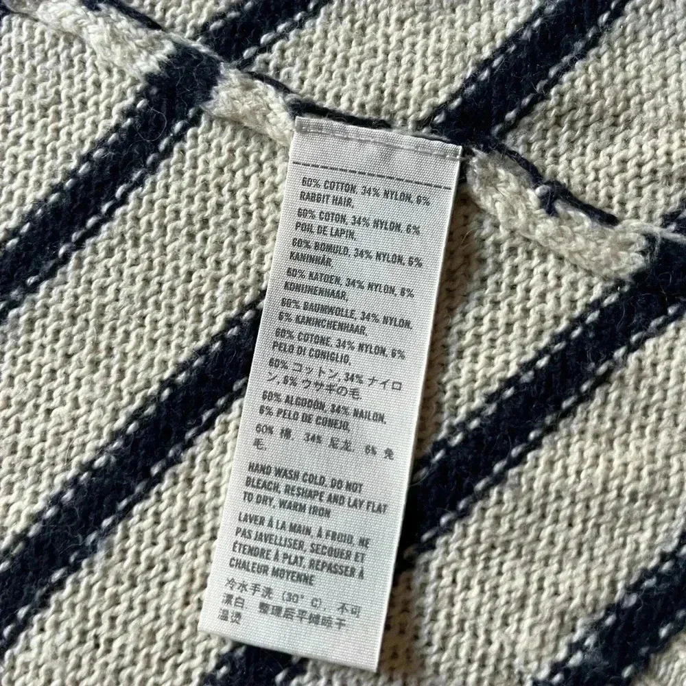 Hollister Cream & Navy Blue Striped Cardigan Sweater - Size Small